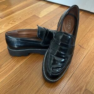 Franco Sarto Glossy Black Women's Slip-On Loafers